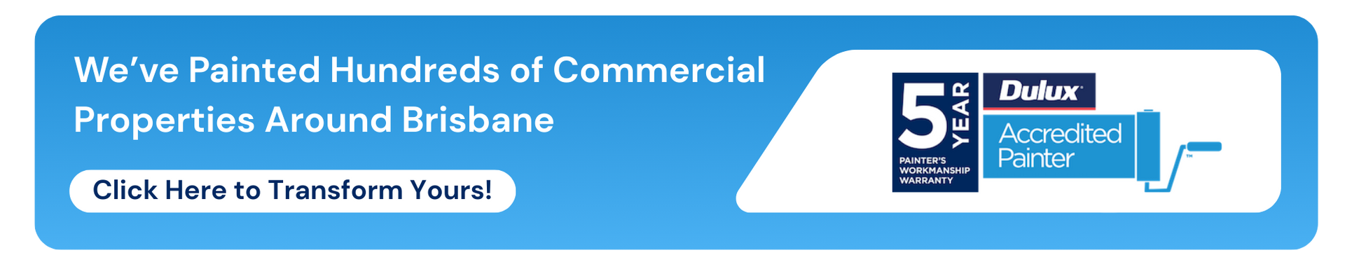 Blue banner ad for painting services in Brisbane, with text and a Dulux Accredited Partner logo.