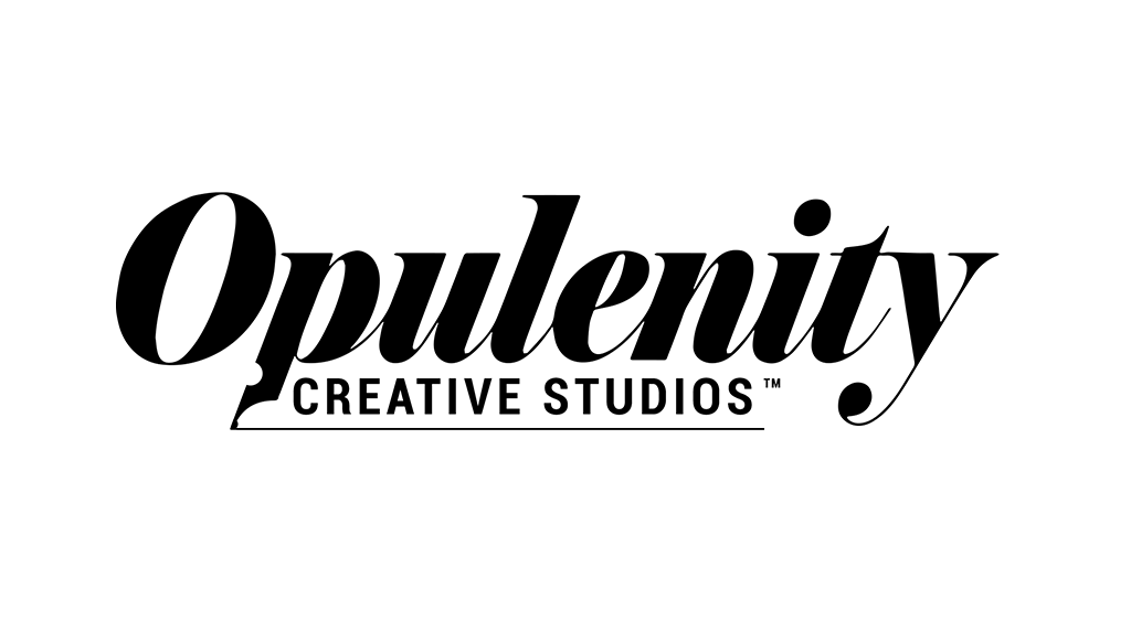 A black and white logo for opulenity creative studios