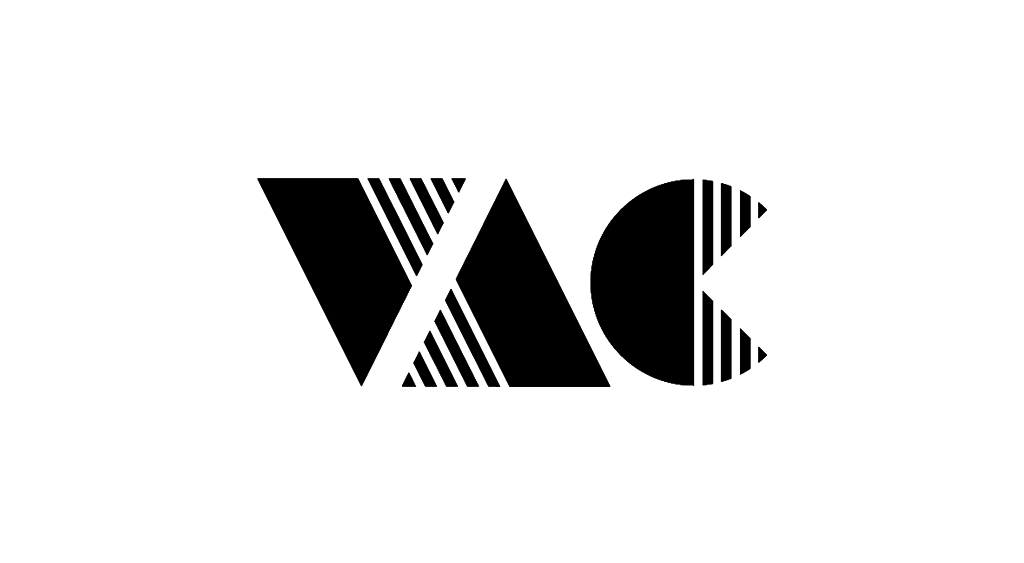 A black and white logo for a company called vac.