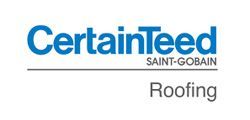 CertainTeed Roofing logo with blue text on white background.