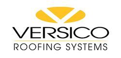 Versico Roofing Systems logo: yellow abstract design above black text on white.