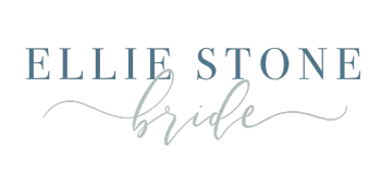 The blissful bridal logo has a blue flower on it.