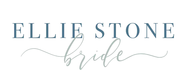 The blissful bridal logo has a blue flower on it.