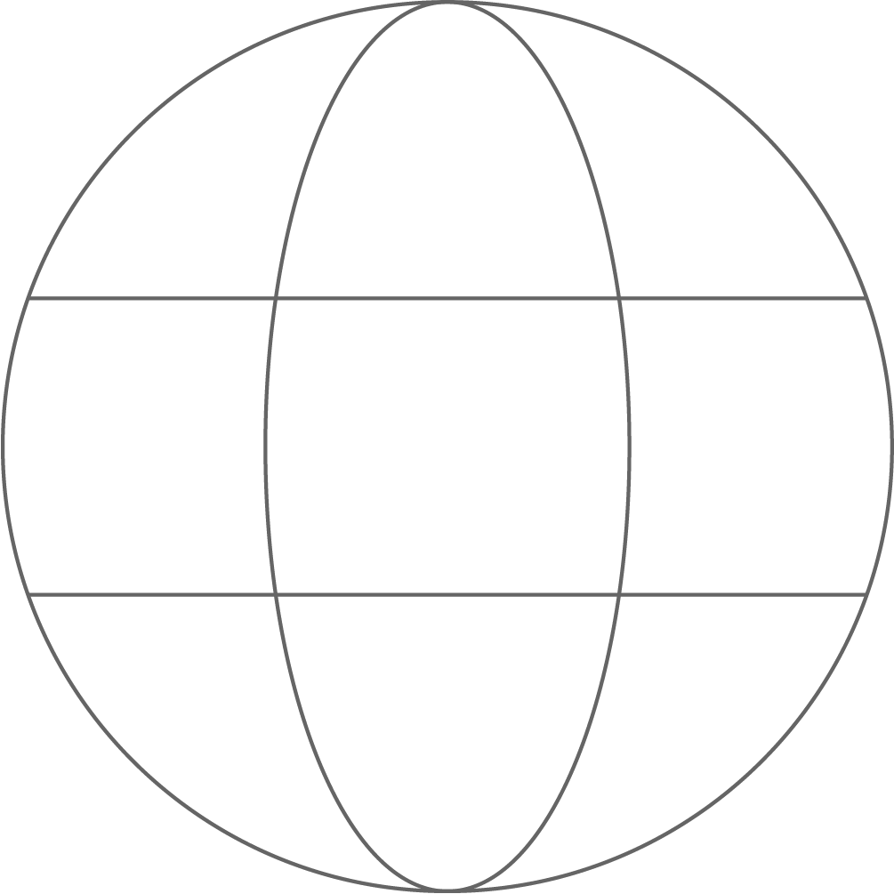 Un dibujo en blanco y negro de un globo terráqueo con líneas alrededor.