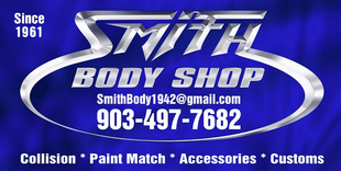 Smith Body Shop logo with a vintage truck.