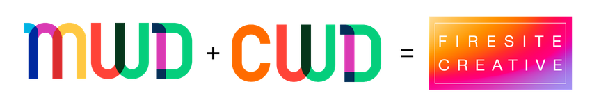 The word mwd combined with cwd, equals Firesite Creative logo on a gradient.