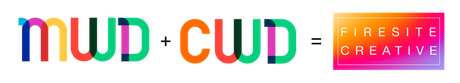 The word mwd combined with cwd, equals Firesite Creative logo on a gradient.