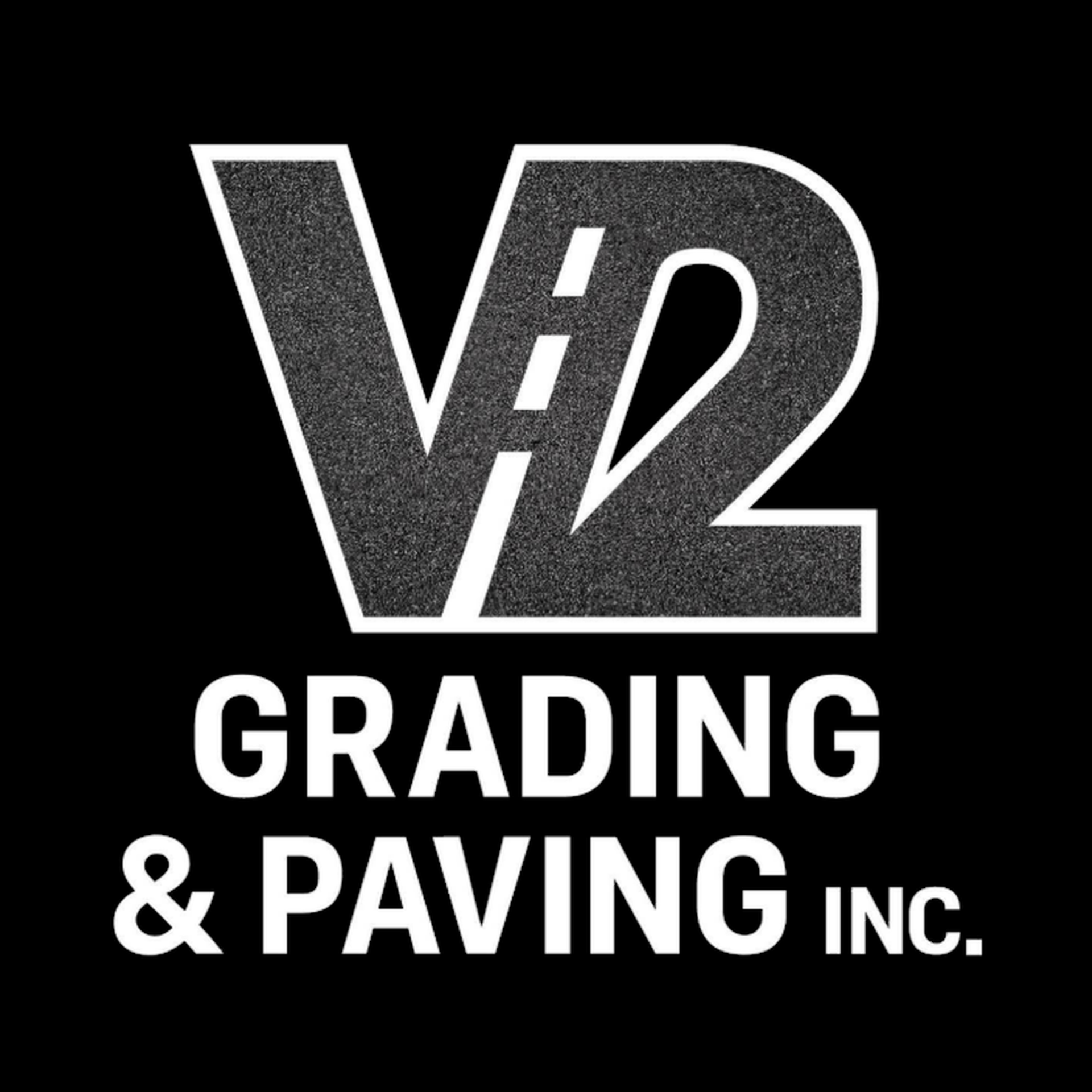 V2 Grading & Paving Inc. logo in white on a black background