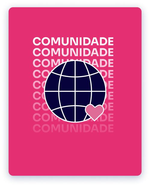 Um cartaz com um globo e um coração que diz comunidade