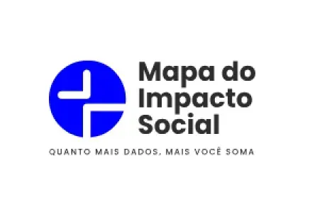 A blue and white logo for mapa do impacto social