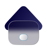 Um triângulo azul com um círculo branco no meio
