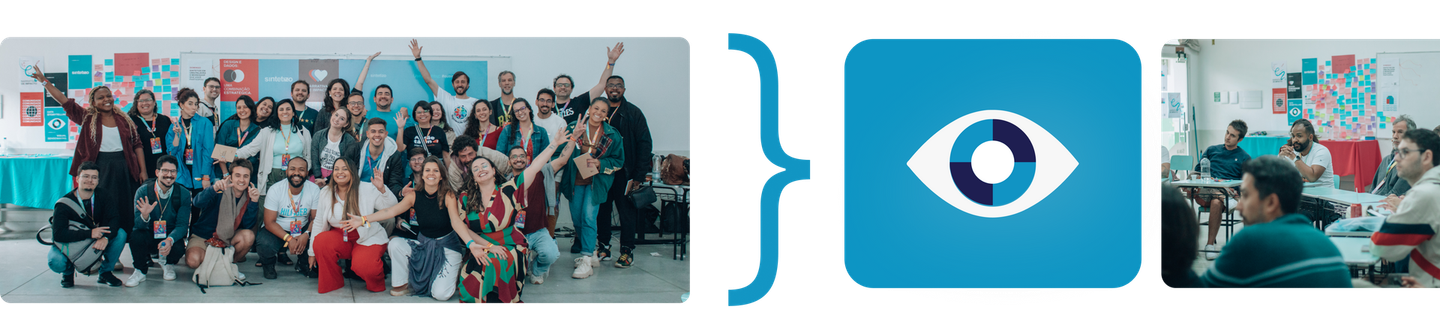 Um grupo de pessoas está de pé, uma ao lado da outra, em uma sala.