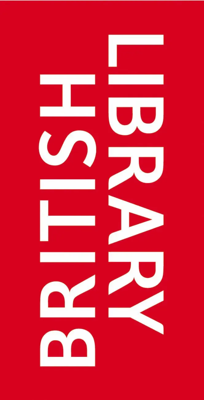 British Library logo on a red background, text rotated vertically in white