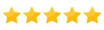 Five gold stars in a row on a white background, indicating a 5-star rating