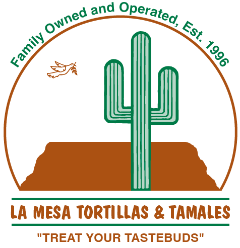 A logo for la mesa tortillas and tamales