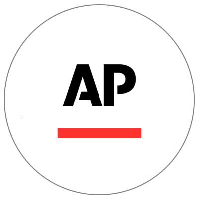 The AP logo consisting of black text “AP” above a red horizontal line, all enclosed in a thin circular border.