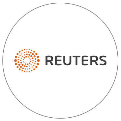 The Reuters logo, featuring a circular orange graphic made of small dots next to the black text