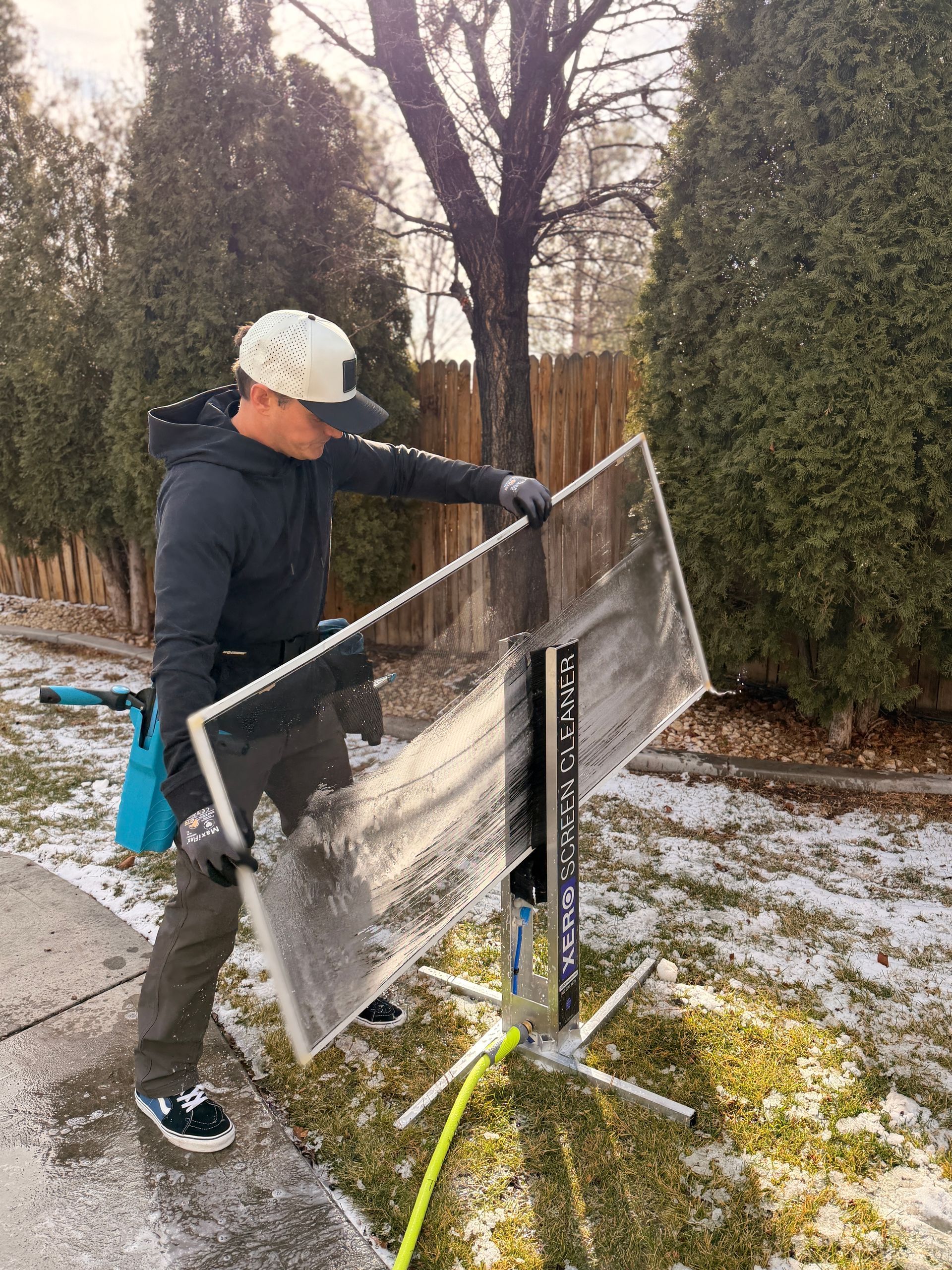 Screen and track cleaning service by Wolf City Window Cleaning