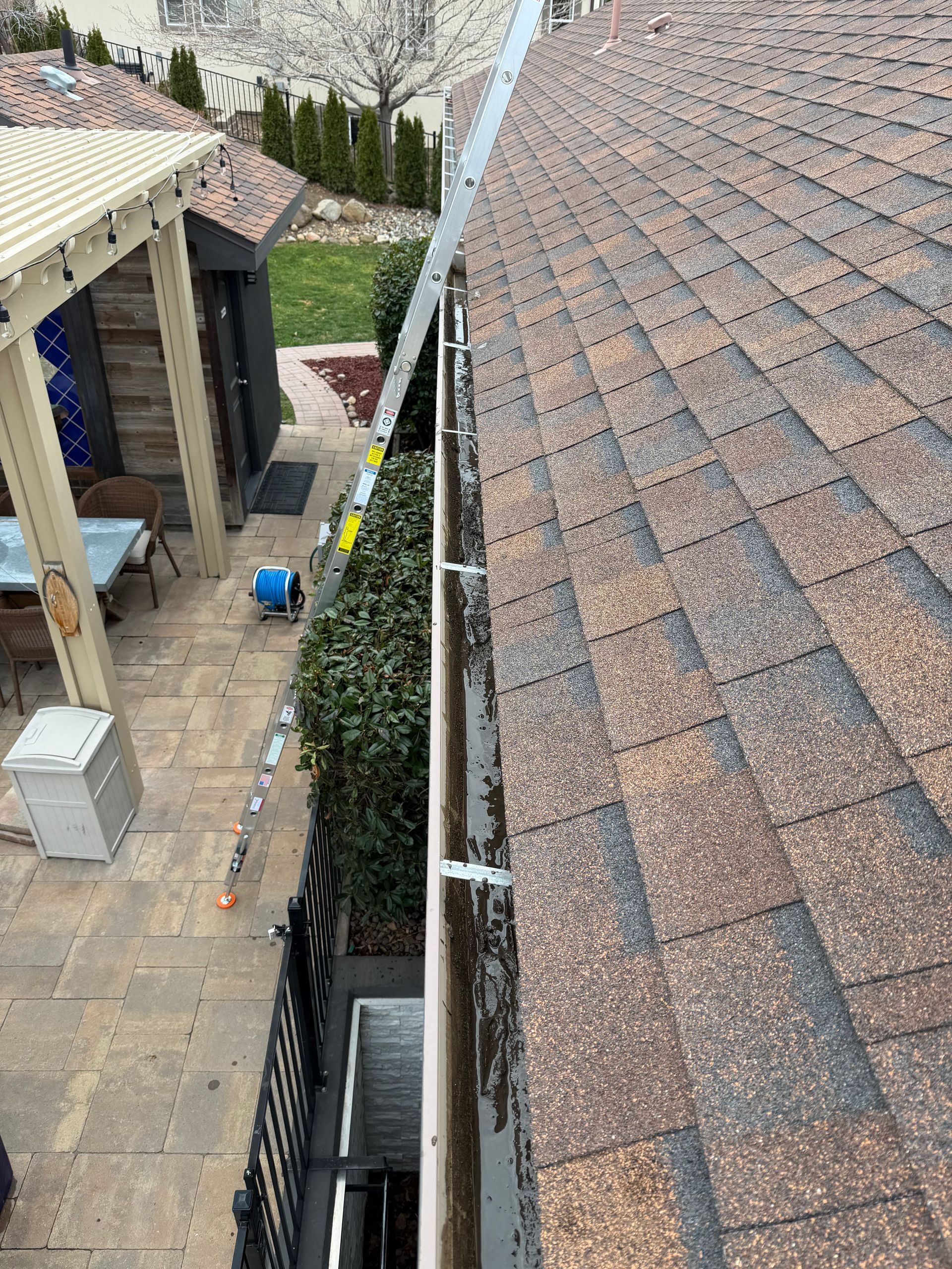 Roof and gutter debris removal by Wolf City Window Cleaning