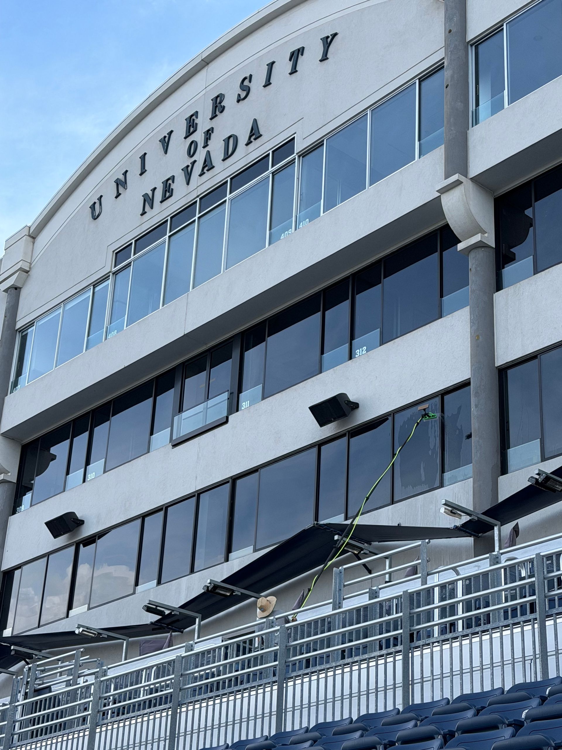 High rise commercial window cleaning, University Nevada Reno, UNR, College