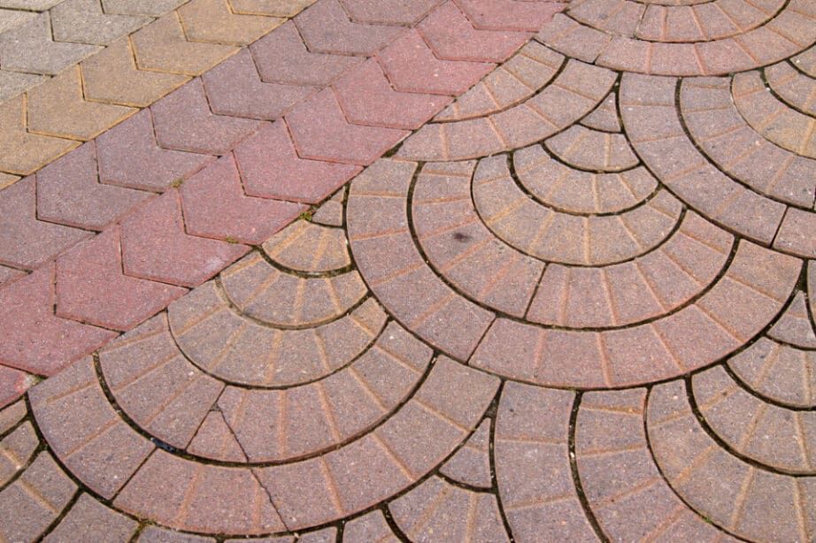 Close-Up of A Brick Patio with Sections of Various Patterns: Chevron and Fan-Shaped Designs — The Brick Paving Centre in Winnellie, NT