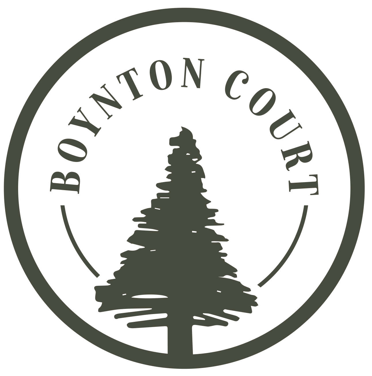 Boynton Court logo A logo for bonnton court with a pine tree in a circle.