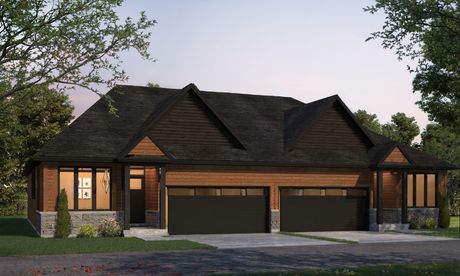 MILLSTONE WITH LOFT An artist 's impression of a house with two garages.