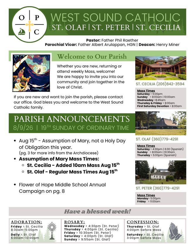 Bulletin St. Cecilia St. Olaf St. Peter Bainbridge Island