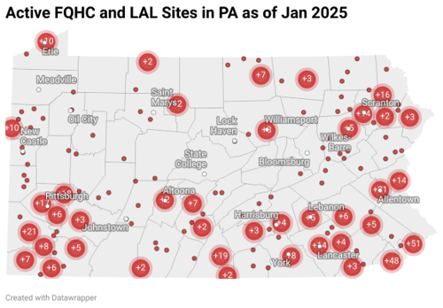 Active FQHC and LAL Sites in PA as of January 2025