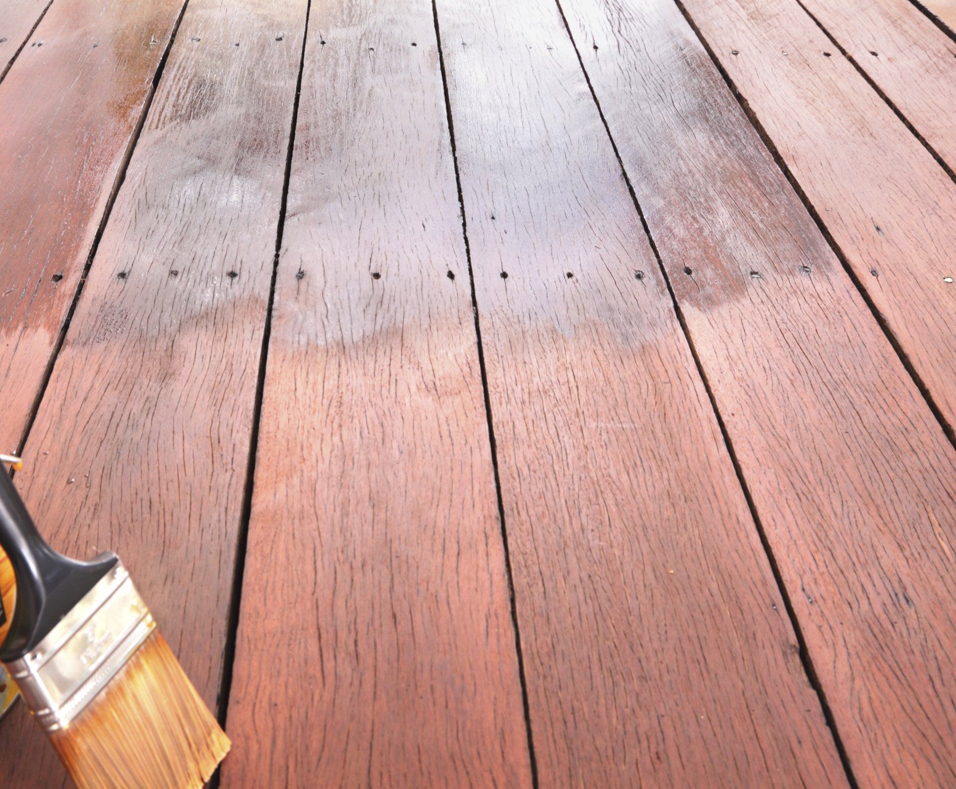 Deck Varnishing In Progress — Endicott, NY — Richard J. Woloszyn Painting Deck Varnishing In Progress — Endicott, NY — Richard J. Woloszyn Painting