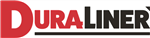A red and black logo for duraliner on a white background.