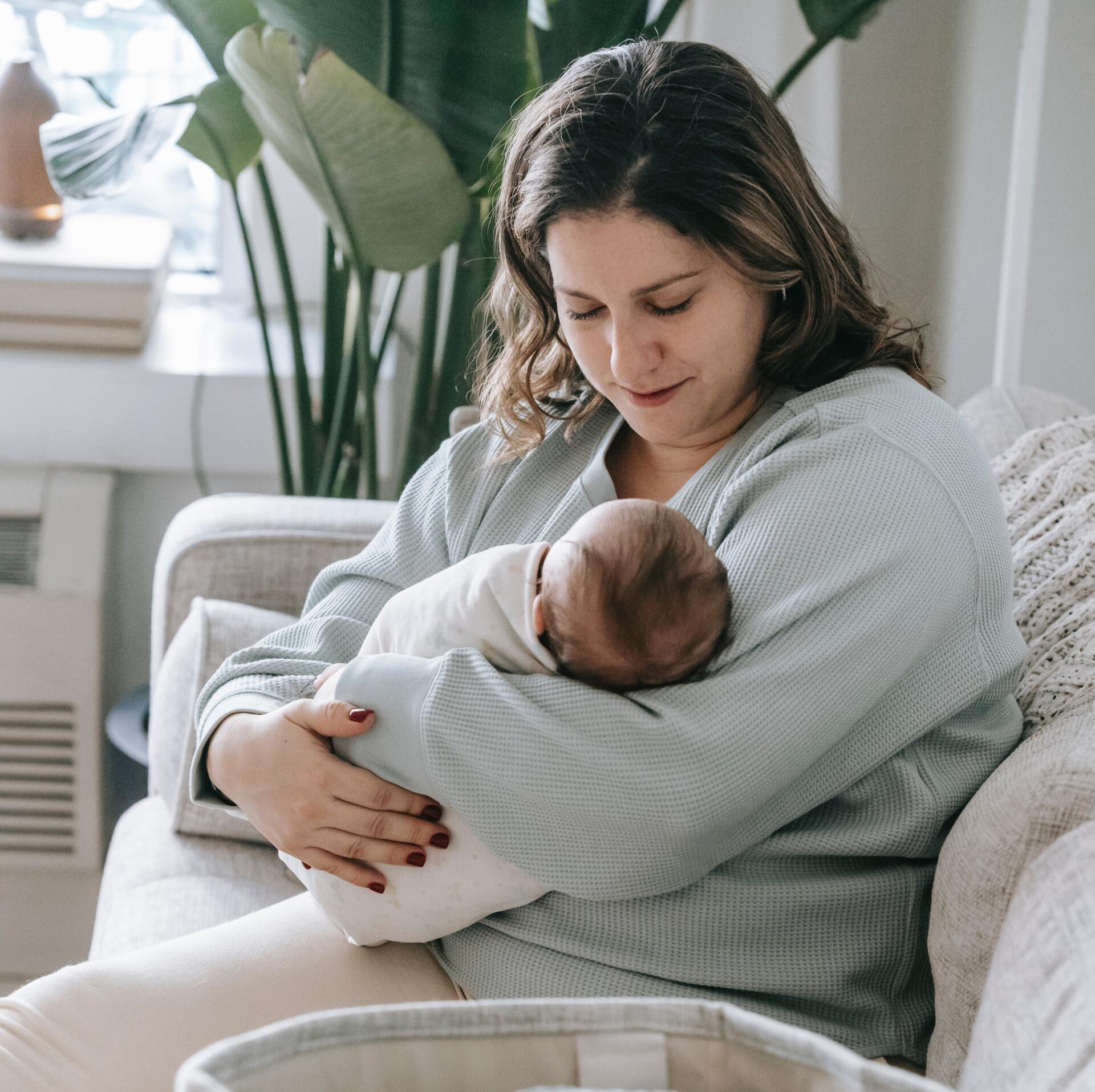 Mom holding baby