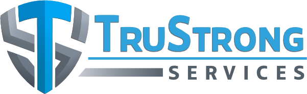 TruStrong Services logo with blue 'ST' shield icon and blue-gray text on white background