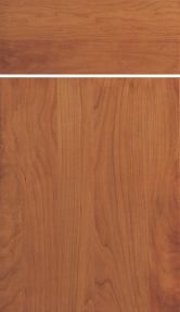 Wooden cabinet or panel with a thin white horizontal strip near the top