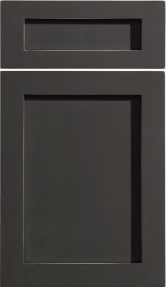 Dark gray paneled cabinet door with a narrow rectangular drawer at the top
