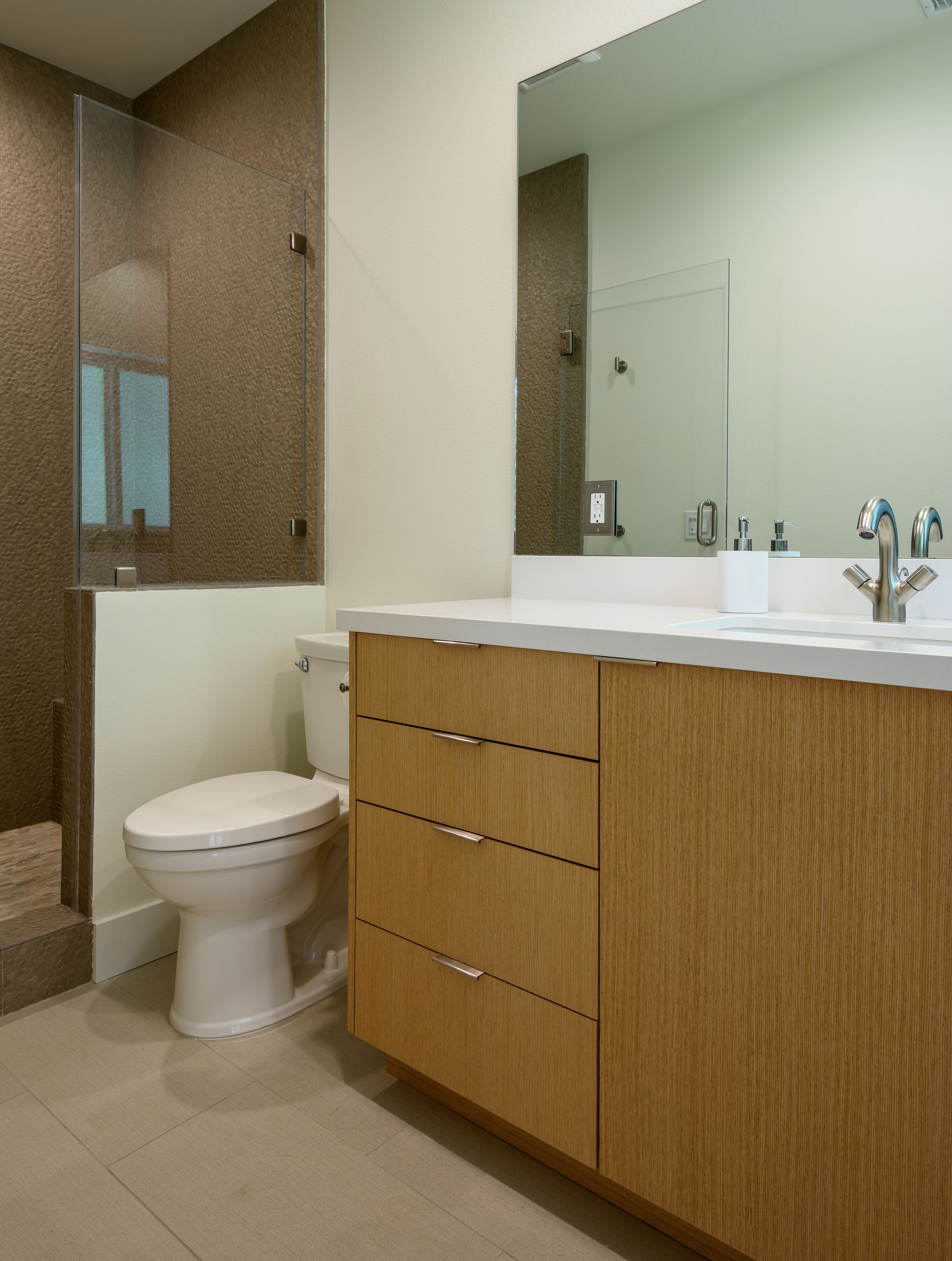 Natural Wood Cabinetry in Hall Bath Remodel, Oak Park