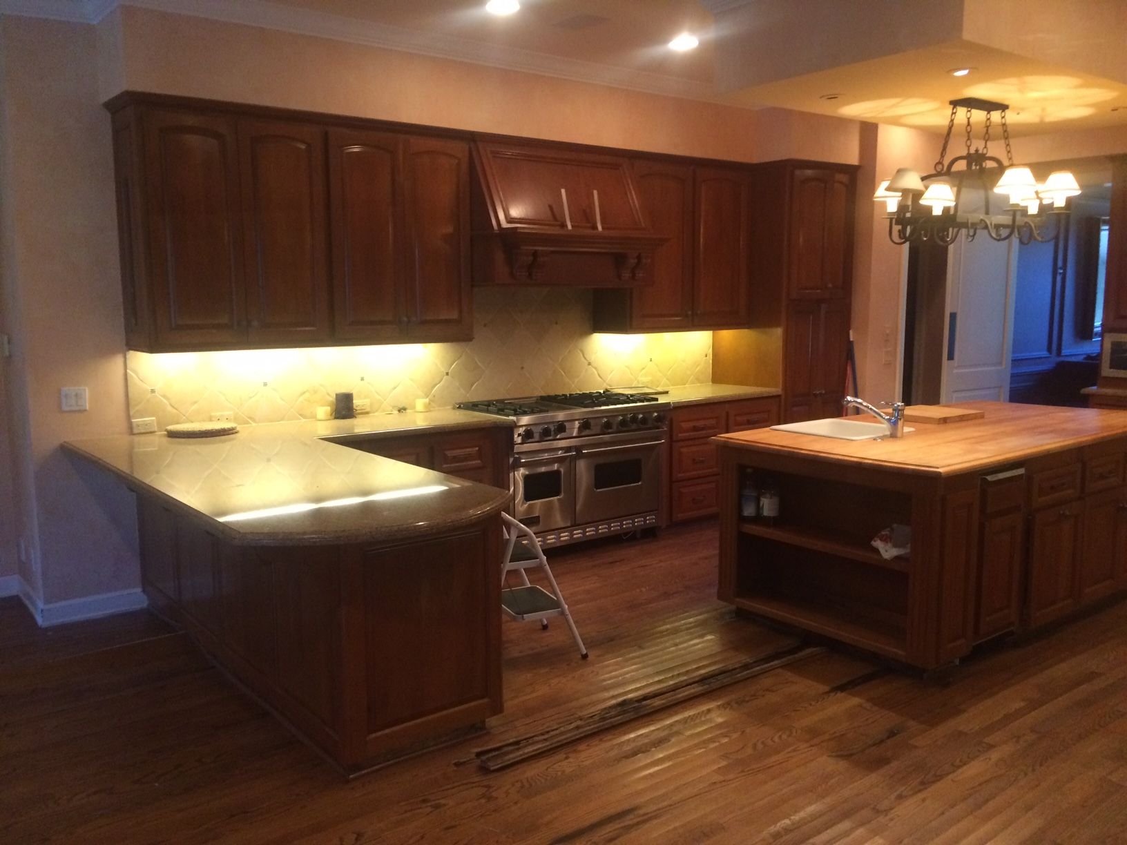 Outdated dark wood kitchen before remodel, Sherwood Country Club Lake Sherwood