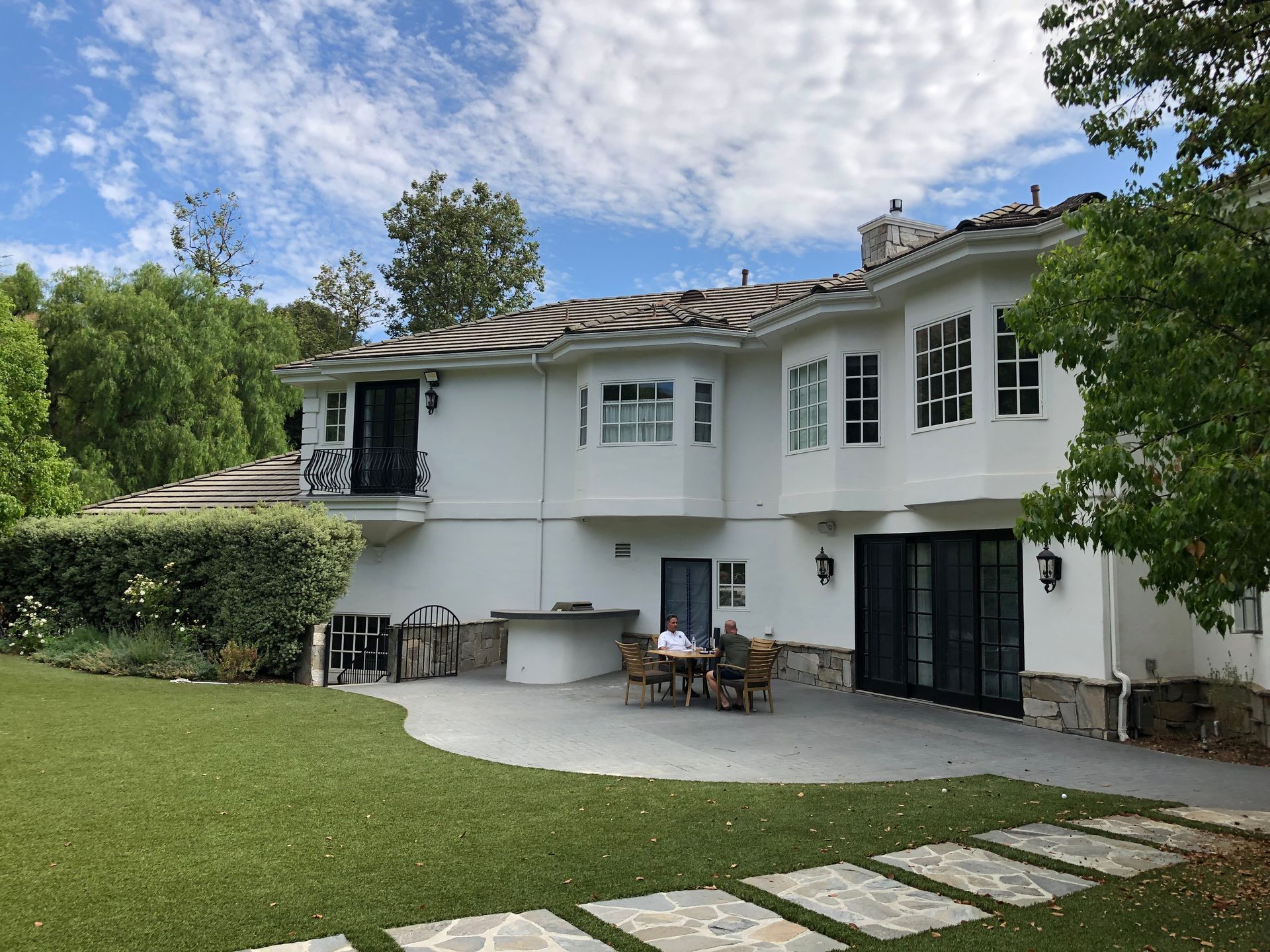 Plain concrete backyard patio before outdoor living remodel, Country Club Estates Westlake Village