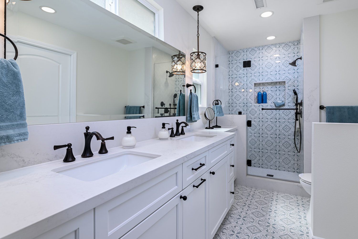 Moroccan Tile & White Vanity, Master Bathroom, Thousand Oaks