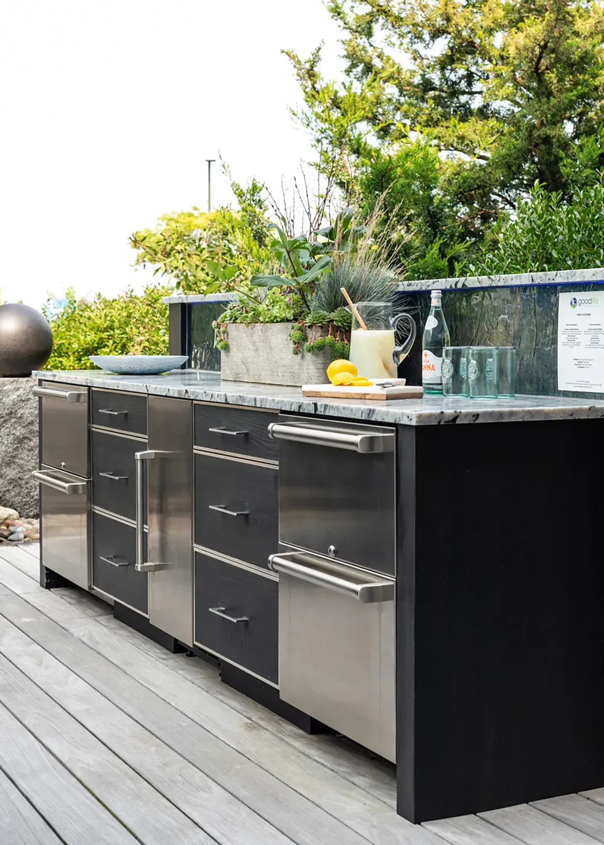 Contemporary Outdoor Wet Bar w NatureKast Cabinetry, Agoura Hills