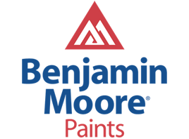 Benjamin Moore Paints logo with red triangle and blue text