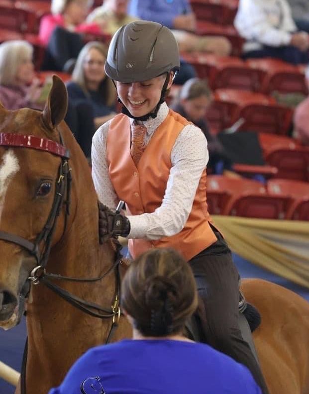 photo of Lenux Stables academy rider on American Saddlebred horse at horse show competition