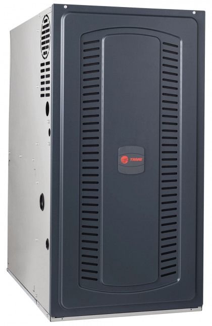Black and silver furnance cabinet with vented front panel and side vents