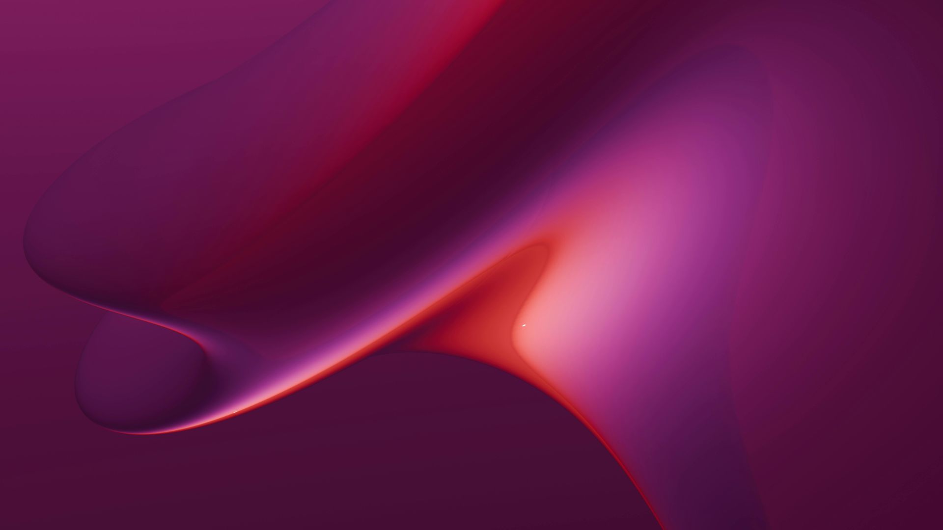 Sfondo digitale astratto caratterizzato da onde morbide e sinuose nelle tonalità del viola intenso, del magenta e di un delicato color corallo.