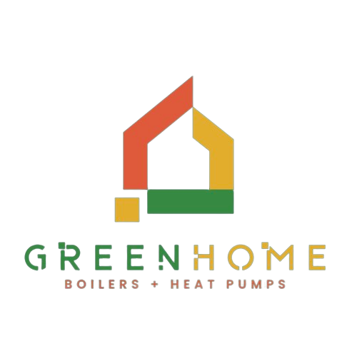 A logo for greenhome boilers and heat pumps