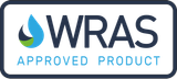 A logo for wras approved product with a drop of water on it.