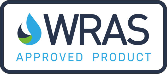 A logo for wras approved product with a drop of water on it.