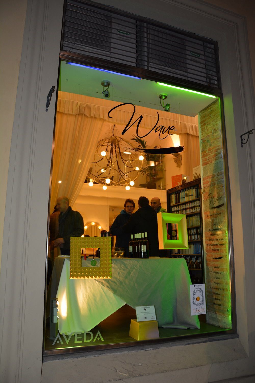 Shop window display with the word 