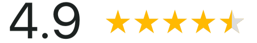 4. 9 rating with five yellow stars, the last one partially filled.