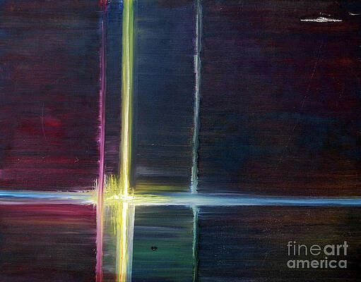 A painting of a cross on a dark background by fine art america